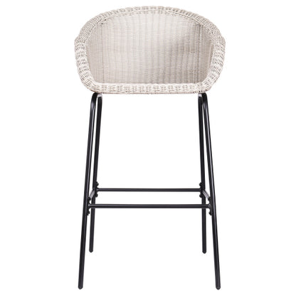 Ladd Outdoor Metal Wicker Barstool, Light Gray Faux Wicker, Set of 2