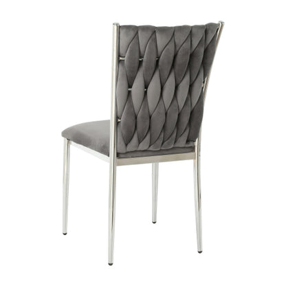 Velvet Upholstered Dining Chairs with Metal Legs, Set of 2, Dark Gray