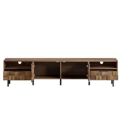 78.7 inch Natural Mid Century TV Stand 2 Drawer Media Cabinet Supports Up To 85 Inch TV