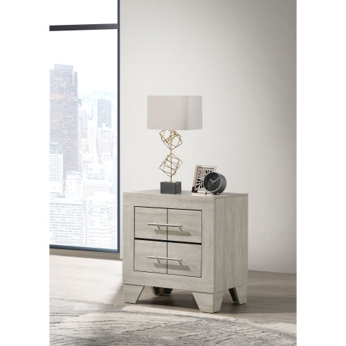 Rustic Cream 2-Drawer Nightstand, MDF Wood Side Table with English Dovetail Drawers