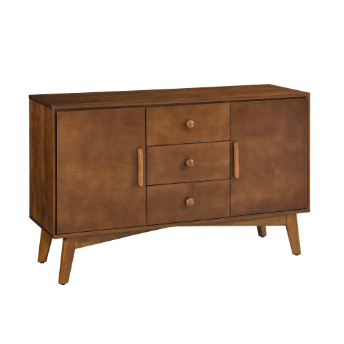 47.3 Inch Walnut Mid-Century Modern Sideboard 2-Door 3-Drawer Multi-Functional Home Storage Buffet Cabinet