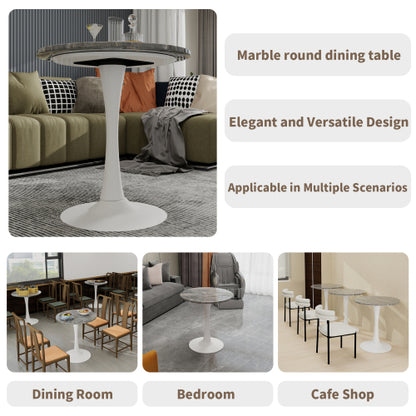 27.6inch  Round Dark Gray Marble Vein Coffee Table