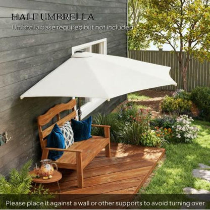Small Vented Half Patio Umbrella,Half Outdoor Patio Umbrella,with Crank 8 Ribs for Outdoor