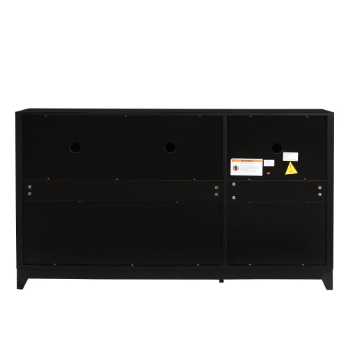 Modern TV Stand for 65 Inch TV with Storage Cabinets and Solid Wood Legs