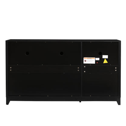 Modern TV Stand for 65 Inch TV with Storage Cabinets and Solid Wood Legs