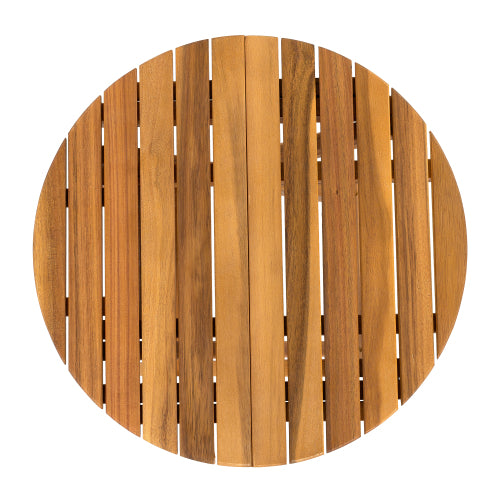 NO INSTALLATION REQUIRED, FOLDABLE AND ADJUSTABLE OUTDOOR ACACIA WOOD SIDE TABLE (TEAK FINISH)