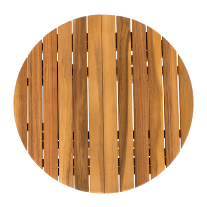 NO INSTALLATION REQUIRED, FOLDABLE AND ADJUSTABLE OUTDOOR ACACIA WOOD SIDE TABLE (TEAK FINISH)