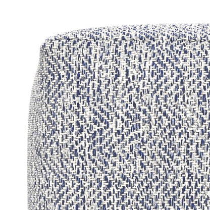 Nate 18 Inch Square Pouf Ottoman Handwoven Cotton Floor Cushion Accent Stool