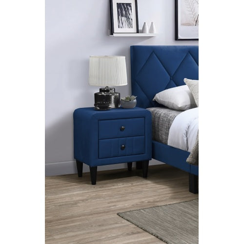 Navy Blue Velvet 2-Drawer Nightstand, 21inch¡Á16inch¡Á22inchH