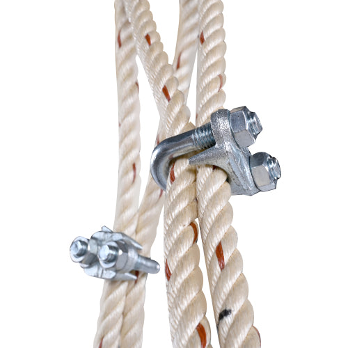 Twin Size Porch Swing Bed Seating Group, Patio Acacia Wood Swing Frame with Hemp Ropes for Garden, Backyard, White