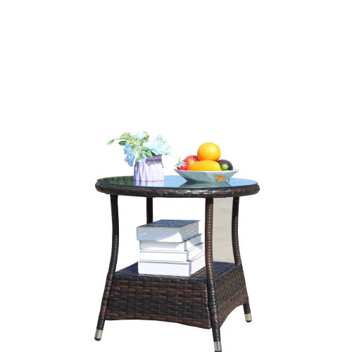 Outdoor patio Furniture 1 Round Coffee Table with clear tempered glass