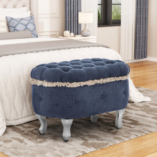 29.5'' Storage Ottoman Bench Tufted Upholstered End of Bed Bench with Fringe
