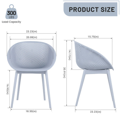 Holiday - 2-Pack Modern Lounge Chairs – Indoor/Outdoor All-Weather PP Plastic, Lightweight for Patio, Beach, Living Room (Light Baby Blue)