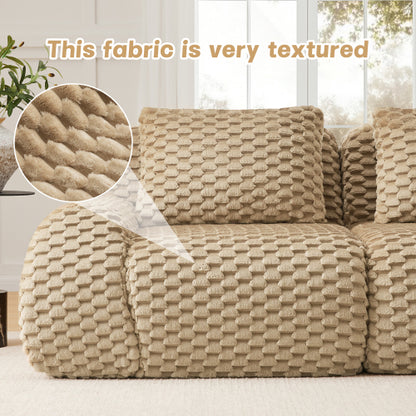 82 inch  Light-Camel Flannelette L-Shaped Modular Boneless Sofa,Ottoman