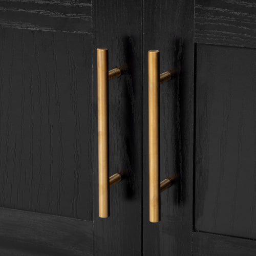 71inch  Arched Farmhouse Pantry Cabinet with Glass Doors Black