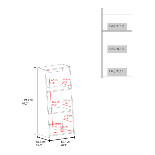 47 Inch High 3-Shelf Eco-Friendly Vertical Storage Bookcase