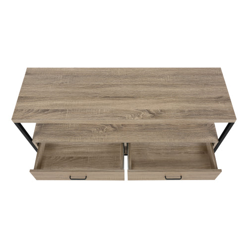 Brown 48 inch TV Stand with Drawers and Black Metal Frame