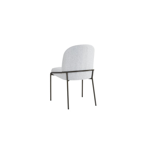 Modern Dining Chairs Set of 2, Light Grey Polyester Upholstered Chairs with Bronze Iron Frame