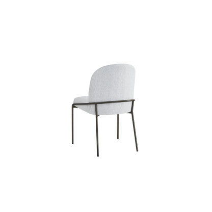 Modern Dining Chairs Set of 2, Light Grey Polyester Upholstered Chairs with Bronze Iron Frame