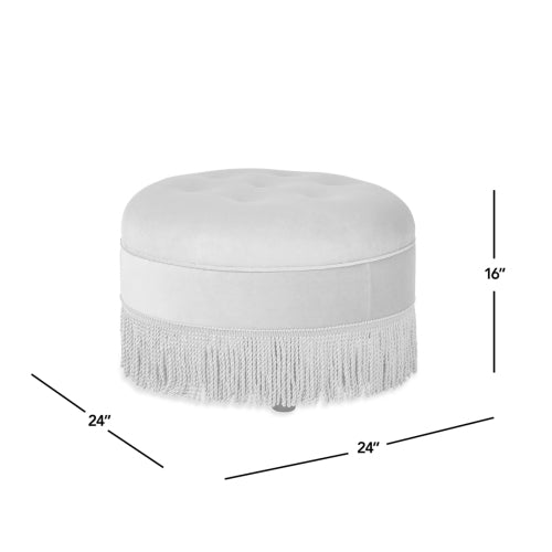 24 inch Round Upholstered Accent Ottoman, Deep Brown Performance Velvet Round Decor Stool