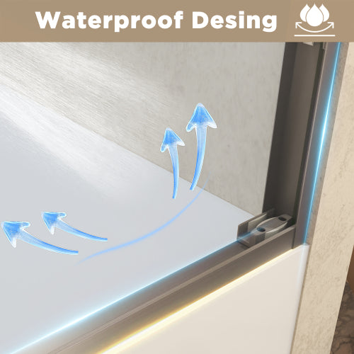 56-60" x 60" Tempered Glass with Explosion Proof Film, Aluminum Frame Double Sliding Shower Door, "1/4 (6 mm), Stainless Steel handle,Brushed Nickel