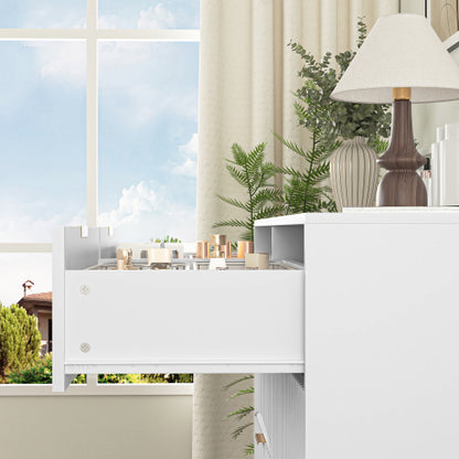Modern 8 Drawers Dresser Chests for Bedroom,47.2" Wide Wood Chest of Drawers with Gold Metal Handle,Drawer Organizer for Bedroom,Living Room,Hallway and Entryway,White