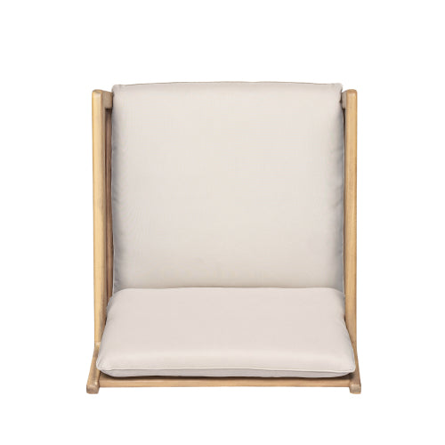 Outdoor Acacia Wood Armchair, Set of 2, Patio Club Chair with Cushions, Light Teak