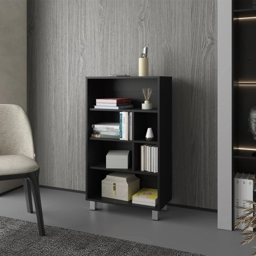 Wenge Finish Six-Shelf Home Bookcase Scratch Resistant Storage Display Rack