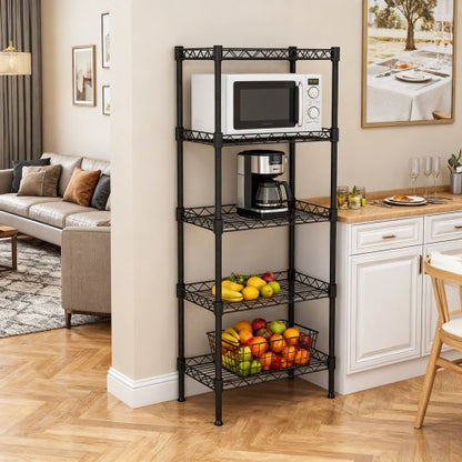 5-Tier Adjustable Metal Wire Shelving Unit for Small Spaces