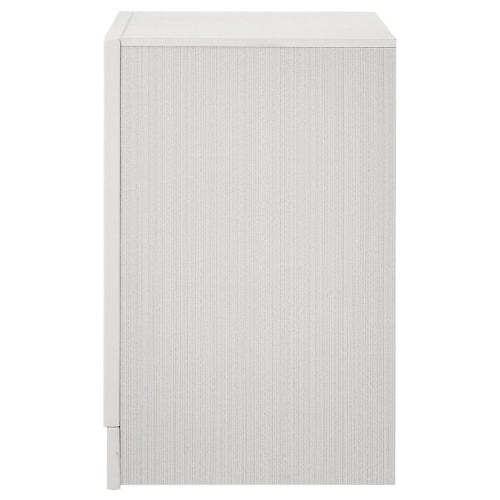 White 2 Drawer Nightstand with Hidden Jewelry Tray, Glam Bedside Table with Crystal Handles, Bedroom Storage Cabinet