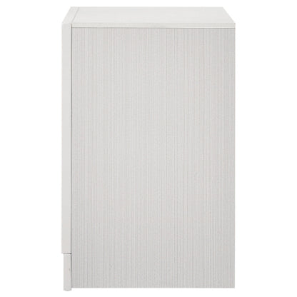 White 2 Drawer Nightstand with Hidden Jewelry Tray, Glam Bedside Table with Crystal Handles, Bedroom Storage Cabinet