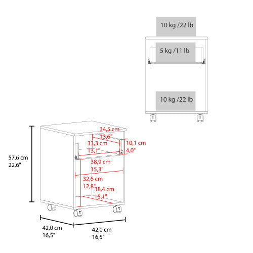 Black 1-Drawer Modern Nightstand