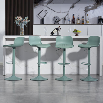 Bar Stools Set of 2 - Height Adjustable Swivel Counter Height Barstools with Back, Armless PU Leather Kitchen Island Chairs, Sturdy Large Base for Home/Bar/Restaurant-Mint Green