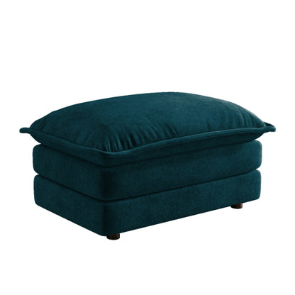 Blue Chenille Modular Sectional Sofa Ottoman with Solid Wood Frame