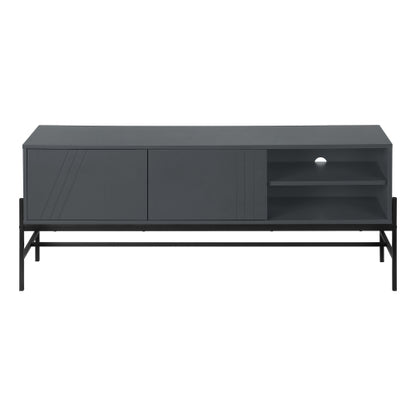 Grey 60 inch TV Stand with Storage Cabinet and Open Shelf