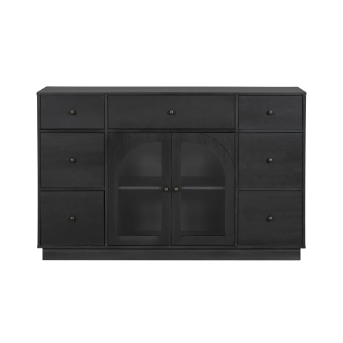 Black Storage Cabinet with 7 Drawers and 2 Doors