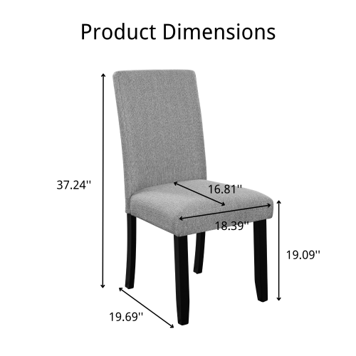 Dining Chairs Set of 4, Gray Upholstered Fabric, Tufted Back, Solid Wood Legs