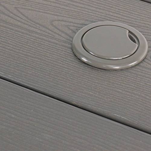 A wooden-textured imitation wood dining table, simple yet with a high quality feel. It has a small tabletop and is perfect for outdoor picnics. Charcoal gray, 68.9 inches.