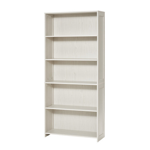68.3 Inch White 5-Tier Wide Anti-Tip Freestanding Open Bookshelf