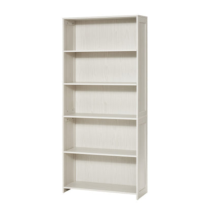 68.3 Inch White 5-Tier Wide Anti-Tip Freestanding Open Bookshelf