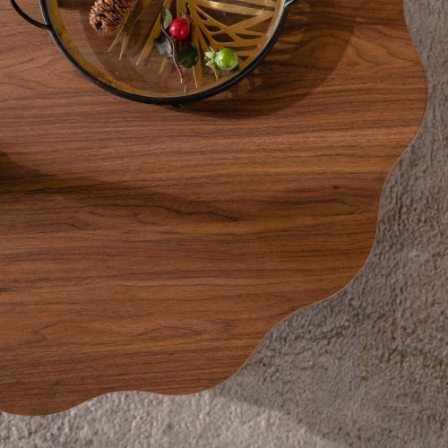 31.5 Inch Scalloped Edge Coffee Table, Walnut