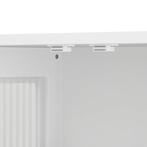 Bathroom Wall Cabinet, 3-Door Wooden Wall Cabinet with Open and Hidden Storage Space, Medicine Cabinet with Glass Door and Towel Bar for Entryway Living Room Bathroom Dining Room,White
