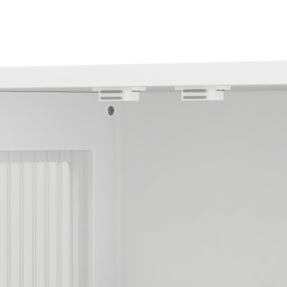 Bathroom Wall Cabinet, 3-Door Wooden Wall Cabinet with Open and Hidden Storage Space, Medicine Cabinet with Glass Door and Towel Bar for Entryway Living Room Bathroom Dining Room,White