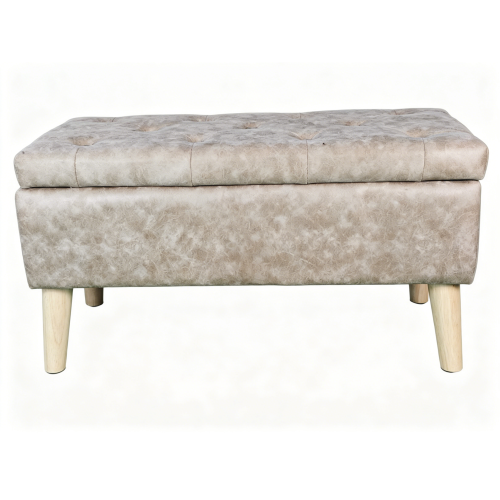 32 Inch Square Storage Ottoman Bench with Built-in Tray, Upholstered Footrest, Modern Multi-Functional End of Bed Bench