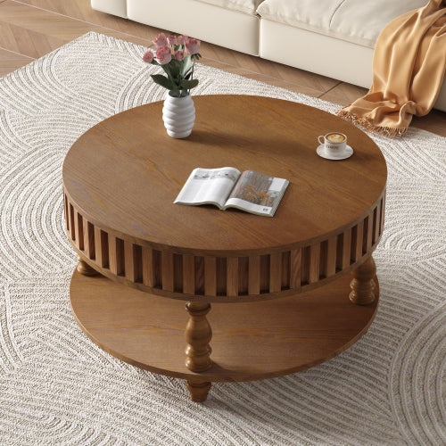 31.5inch  Flip-Top Farmhouse Coffee Table, Rustic Brown