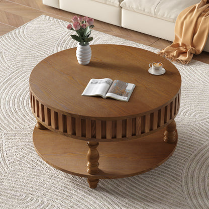 31.5inch  Flip-Top Farmhouse Coffee Table, Rustic Brown