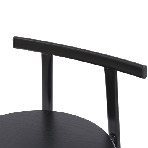 27inch H Barstool Set of 3 Wooden Round Bar Stools with Footrest Modern Kitchen Chairs for Counter (Black & Black)