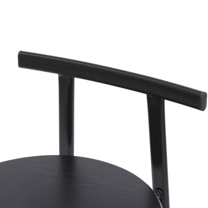 27inch H Barstool Set of 3 Wooden Round Bar Stools with Footrest Modern Kitchen Chairs for Counter (Black & Black)