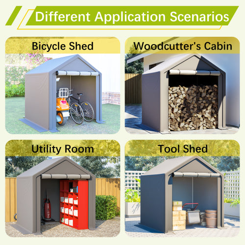 6x6 FT All-Season Storage Tent Quick-Install Waterproof & UV-Resistant Outdoor Shed