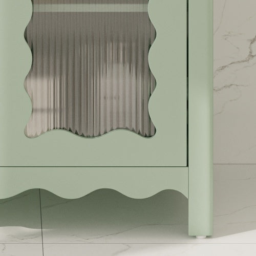 31" Bathroom Vanity with Tempered Glass, Modern Bathroom Cabinet with Rubber Wood legs and Soft close Doors, Green